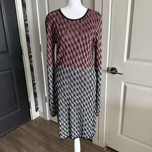 Opening Ceremony Abstract Houndstooth Knit Long Sleeve Sweater Dress Size L